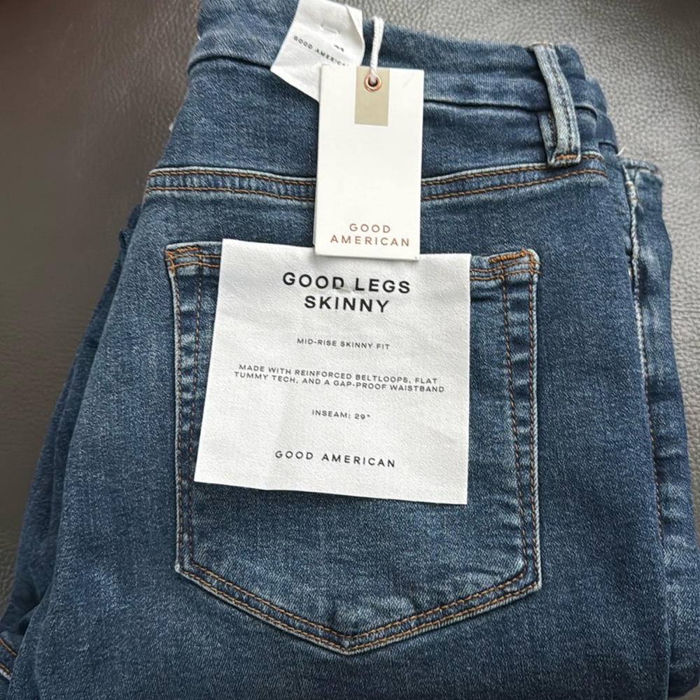 Good American Good Legs Skinny Jeans — Dark Blue Denim 31x29